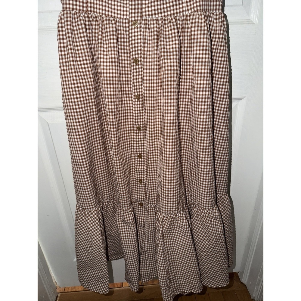 NEW $178 Anthropologie Maeve Midi Dress Brown Halter Bow Front‎ Gingham Size XL - Picture 3 of 9